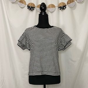 Madewell Ruffle Short Sleeve Stripe Tee | Cotton Blend | Size XS